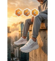 Walkway Bej Fileli Hafif Esnek Hafızalı Taban Erkek Spor Ayakkabı Flexion M
