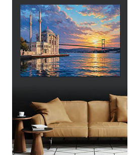 Ortaköy Cami İstanbul Manzarası Dekoratif Kanvas - Mdf Ahşap Tablo