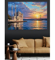 Ortaköy Cami İstanbul Manzarası Dekoratif Kanvas - Mdf Ahşap Tablo