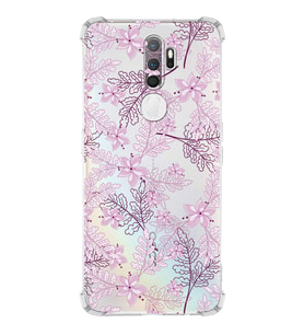PrintiFy Oppo A9 2020 Uyumlu Köşe Korumalı Floral Pudra Tasarımlı Şeffaf Silikon Kılıf