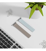 Apple Watch Ultra 49mm Uyumlu Zore KRD-111 Çizgili Desenli Silikon Kordon (Açık Yeşil)