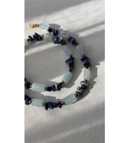 Akuamarin lapis lazuli kolye