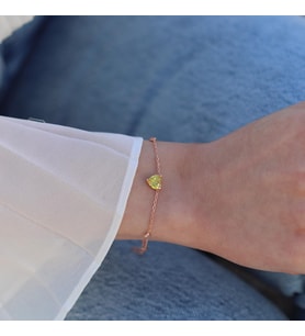 Sitrin Taşlı Rose Gold Kaplama Sevgili Kalp Gümüş Bileklik