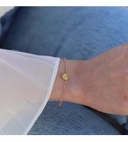 Sitrin Taşlı Rose Gold Kaplama Sevgili Kalp Gümüş Bileklik