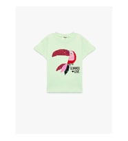 Koton Pullu Payetli Yeşil Kız Çocuk T-Shirt 6SKG10114AK