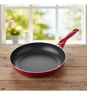 Lotus 26 cm Yapışmaz Kızartma Tavası - Kırmızı Zemin Kış Desenli (Geyik ve Kar Tanesi)