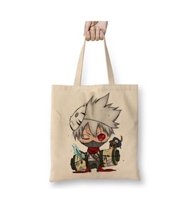 Naruto Kakashi Beyaz Bez Çanta Uzun Saplı Alışveriş Çantası Plaj Çantası
