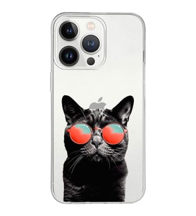 PrintiFy Apple  iPhone 13 Pro ile Uyumlu 1mm Slim Fit Kedi 3 050d Baskılı Şeffaf  Kılıf