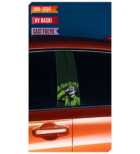 Araç Kapı Direk Kaplama Folyosu Joker Desenli (Sağ Sol Takım) (2 Adet) - 22x50 C (Çok Renkli)