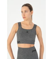 Maraton SlimFit Kadın Düz Yaka Siyah Melanj Bra