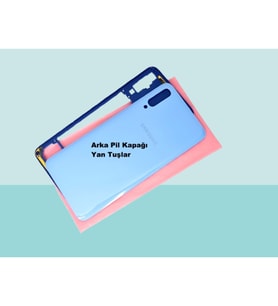 Samsung Galaxy A70 A705 Uyumlu FULL KASA Arka Kapak Batarya Kapağı - MAVİ