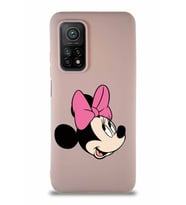 Xiaomi Mi 10T Pro Soft Premier Kapak Minnie Mouse-A Tasarımlı Silikon Kılıf - Pudra (Şeffaf)