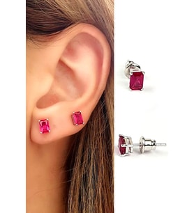 sky diamond Red creative rubies 925ayar gümüş minimal küpe