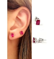 sky diamond Red creative rubies 925ayar gümüş minimal küpe