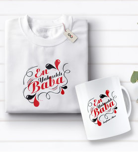 BK Gift Kişiye Özel En Yakışıklı Baba Tasarımlı Beyaz Tişört ve Kupa Seti-1 (Model 1)