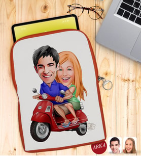 BK Gift Kişiye Özel Sevgililer Karikatürlü Taşınabilir Koruyucu Tablet Kılıfı & Organizer Çanta - Turuncu-10