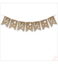 1/2 Yarım Yaş Yıldızlı Kraft Karton Banner, 90cm