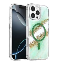 Onegif iPhone 16 Pro Max Lotus Simli Magsafe Kapak - Yeşil