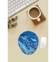 Mavi Mermer Desenli Bilek Destekli Mouse Pad