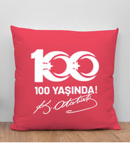 BK Gift 100. Yıl Hatırası Premium Kumaş Kırmızı Kırlent Yastık-4, 29 Ekim Hediyesi, Cumhuriyet Bayramı, 100.Yıl Hediyesi
