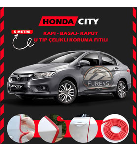 Honda City Oto Araç Kapı Koruma Fitili 5metre Parlak Kırmızı Renk