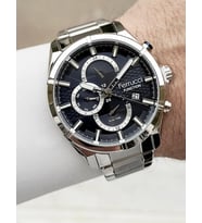 Ferrucci FC70068 Silver Fonksiyonlu Takvimli Çelik Kordon Erkek Kol Saati (Siyah - Gümüş)