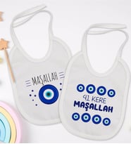 BK Kids Maşallah Tasarımlı 2’li Beyaz Mama Önlüğü-1
