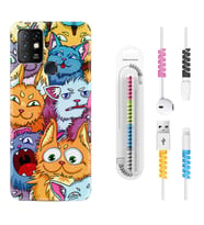 INFINIX Hot 8 9 10 11S Hot 10 Play 10T Kılıf Kablo Koruma Spiral Silikon Kediler 1723
