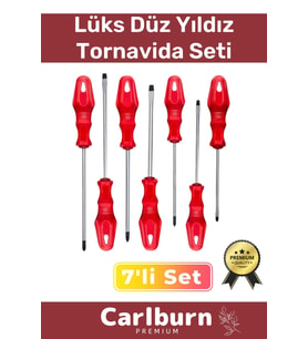 Premium Dayanıklı Taşınabilir Sağlam Ergonomik Vidalama Tamir Tadilat Düz Yıldız 7'li Tornavida Seti