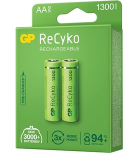GP RECYKO 1300mAh AA ŞARJLI KALEM PİL 132C133 2Lİ KART