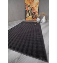 evilla Dekoratif Bubble Uzun Tüylü Yumuşak Puffy Peluş Kaymaz Yıkanabilir Salon Koridor Halı Yolluk Antrasit 200 x 290