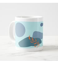 Abstract Botanical Line Art Temalı Porselen Kupa Bardak (Turuncu)