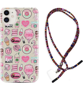 Apple iPhone 11 12 13 Mini Kılıf Boyun Asklı Rasta Silikon Donut Flamingo 1415