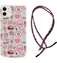 Apple iPhone 11 12 13 Mini Kılıf Boyun Asklı Rasta Silikon Donut Flamingo 1415