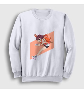 Presmono Unisex Beyaz Momo Ayase V2 Anime Dandadan Sweatshirt 512301tt