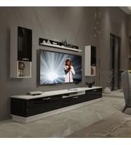 Decoraktiv Trendstyle 270DA Mdf Tv Ünitesi Tv Sehpası - Beyaz Siyah (Siyah - Beyaz)