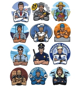 Meslekler Sticker Set-2 12 Parça Telefon, Tablet, Defter, Laptop Sticker