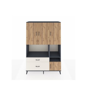 Hyperion Dolap 7 Raflı 2 Çekmeceli 4 Kapaklı 132x44x195 Antrasit-Çam/Aytaşı