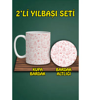 Yılbaşı Temalı Kupa ve Bardak Altlığı Seti