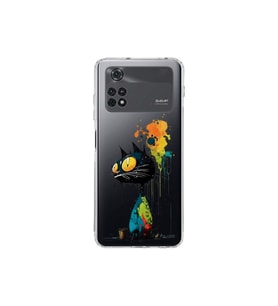 Poco M4 Pro ile Uyumlu Splash Kedi Tasarımlı Şeffaf Silikon Kılıf