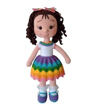 Kahve Kıvırcık Saçlı Karnaval Bebek Amigurumi Organik Oyuncak