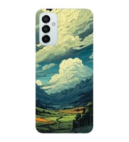 Samsung Galaxy M13 Uyumlu Doğa ve Bulut Desenli Şeffaf Telefon Kılıfı