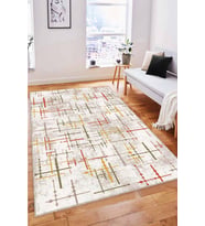 Sarı Yeşil Tarçın Vintage Kaymaz Tabanlı Dekoratif Halı MN06 - 100 x 160 cm