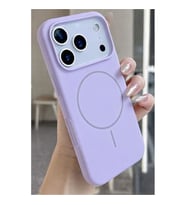 Coverzone ?phone 17 Pro Max ile Uyumlu Kadife ?� Y�zeyli Premium Silikon K?l?f MagSafe ile Uyumlu Kablosuz ?arj Destekli Darbe Emici Yumu?ak Dokulu Koruma Tasar?ml? Telefon K?l?f? Lila