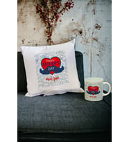 Babaya Hediye Kupa Bardak ve Yastık Set 002 (Beyaz)