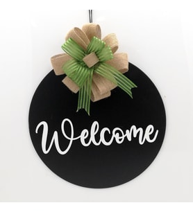 Lora Davet Ahşap Kapı süsü welcome (1 Adet) Siyah - 54232