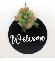 Lora Davet Ahşap Kapı süsü welcome (1 Adet) Siyah - 54232