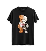 Skeleton Tedy Bear Siyah Tshirt