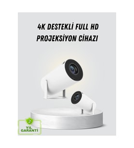 Yüksek Çözünürlüklü 4K Akıllı Projektör, 130 İnç Ekran, Uzun Ömürlü Ampul