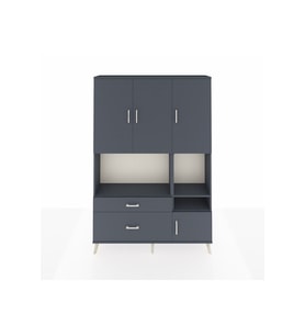 Arges Gardrop 7 Raflı 2 Çekmeceli 4 Kapaklı 132x30x195 Antrasit-Antrasit